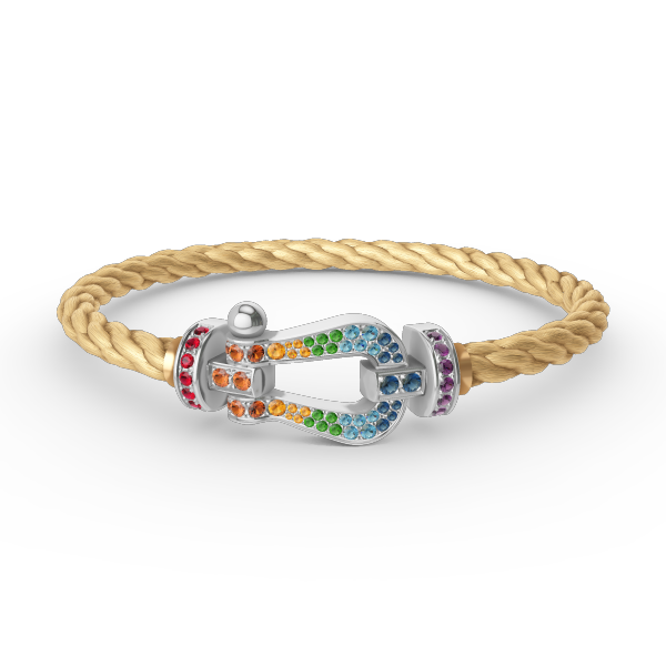 [Marins]FORC LARGE HORSESHOE  COLORED DIAMOND BRACELET SILVER