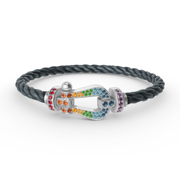 [Marins]FORC LARGE HORSESHOE  COLORED DIAMOND BRACELET SILVER