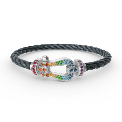 [Marins]FORC LARGE HORSESHOE  COLORED DIAMOND BRACELET SILVER