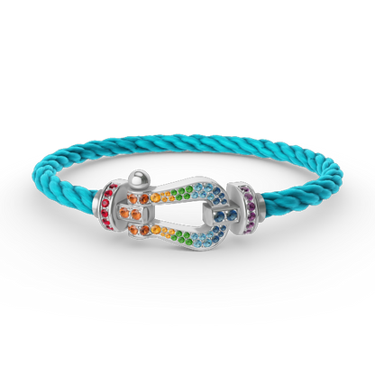 [Marins]FORC LARGE HORSESHOE  COLORED DIAMOND BRACELET SILVER