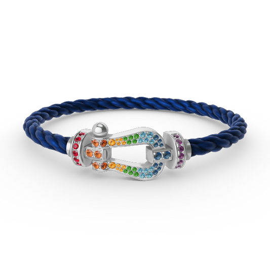 [Marins]FORC LARGE HORSESHOE  COLORED DIAMOND BRACELET SILVER