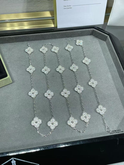 [Marins]CLOVER 20 MOTIFS FULL-DIAMOND NECKLACE