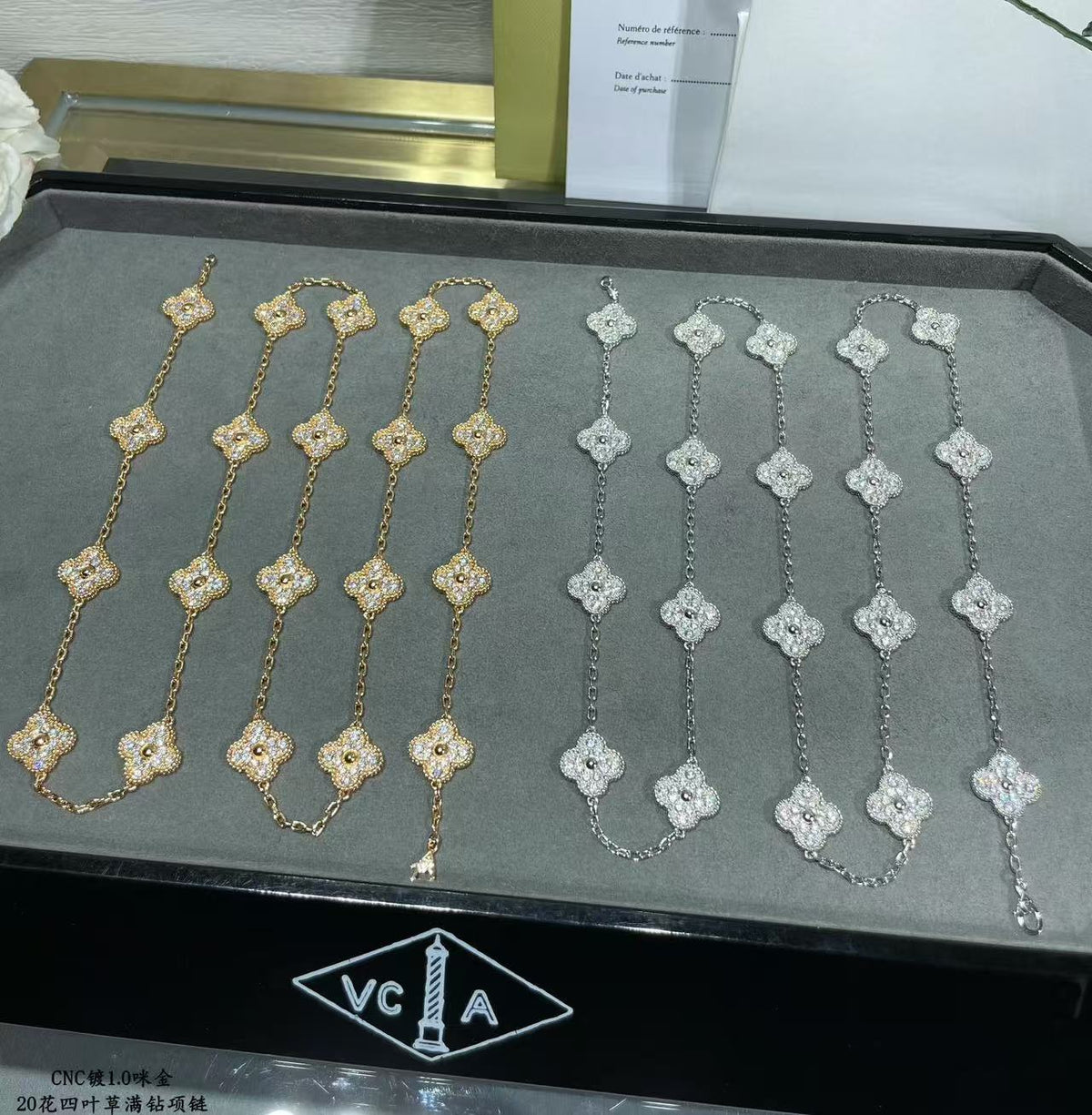 [Marins]CLOVER 20 MOTIFS FULL-DIAMOND NECKLACE