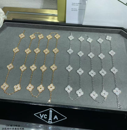 [Marins]CLOVER 20 MOTIFS FULL-DIAMOND NECKLACE