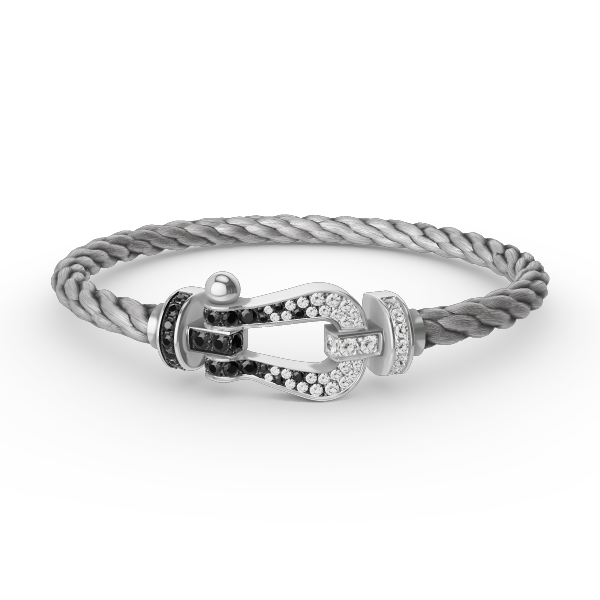 [Marins]FORCE LARGE HORSESHOE BLACK WHITE DIAMOND BRACELET SILVER