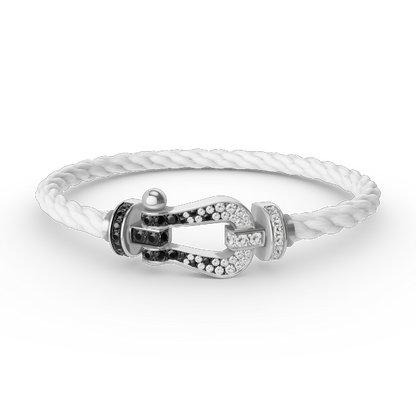 [Marins]FORCE LARGE HORSESHOE BLACK WHITE DIAMOND BRACELET SILVER