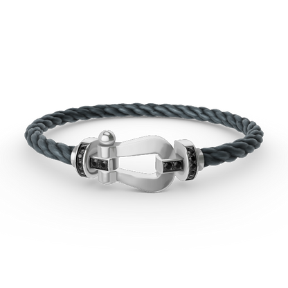 [Marins]FORCE LARGE HORSESHOE BLACK DIAMOND BRACELET SILVER