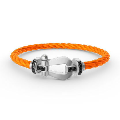 [Marins]FORCE LARGE HORSESHOE BLACK DIAMOND BRACELET SILVER