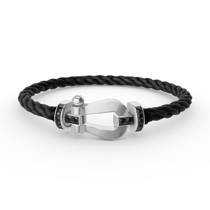 [Marins]FORCE LARGE HORSESHOE BLACK DIAMOND BRACELET SILVER