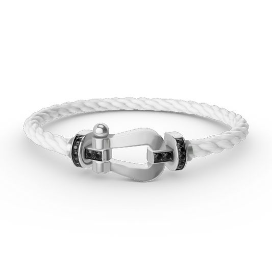 [Marins]FORCE LARGE HORSESHOE BLACK DIAMOND BRACELET SILVER