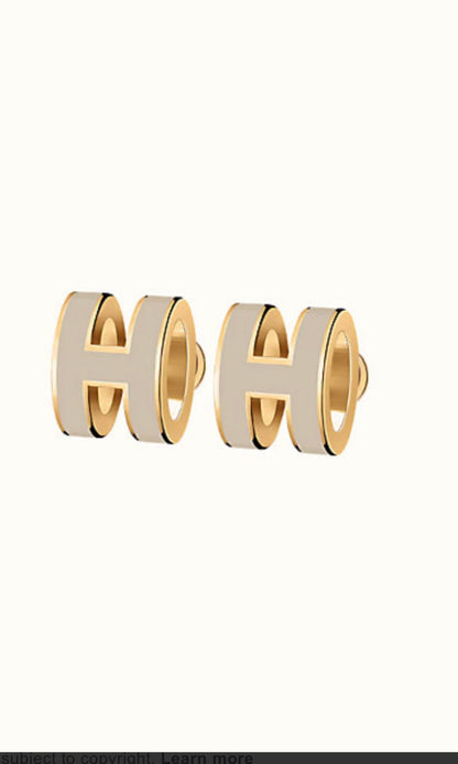 [Marins]MINI POP H GOLD EARRINGS GREY