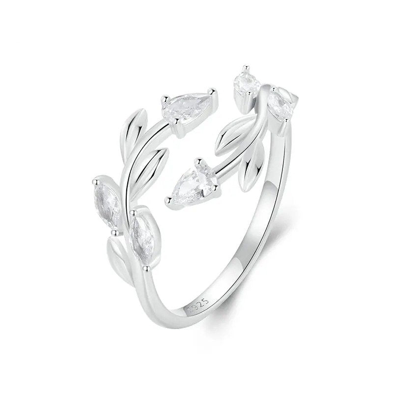 Bague Ajustable Feuille Simple Feuilles Porte-Bonheur Pièce Maîtresse