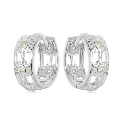 Boucles d'oreilles créoles « Amour Infini » plaqué or blanc, légères, pour cartilage