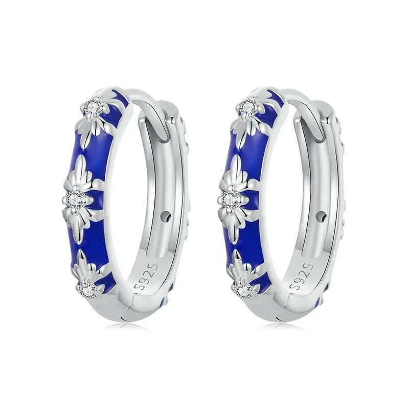 Boucles d'oreilles créoles « Amour Infini » plaqué or blanc, légères, pour cartilage
