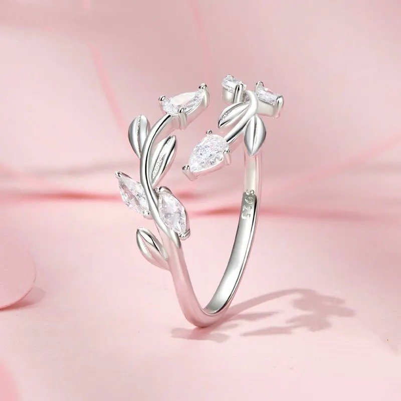 Bague Ajustable Feuille Simple Feuilles Porte-Bonheur Pièce Maîtresse