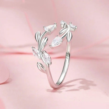 Bague Ajustable Feuille Simple Feuilles Porte-Bonheur Pièce Maîtresse