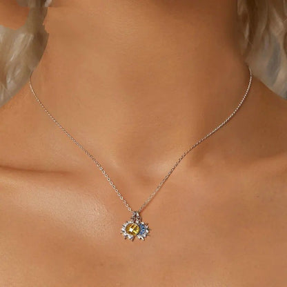 Collier soleil et lune plaqué or blanc