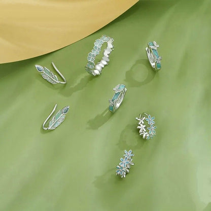 Boucles d'oreilles créoles guirlande vert menthe, boucles d'oreilles fleurs émaillées