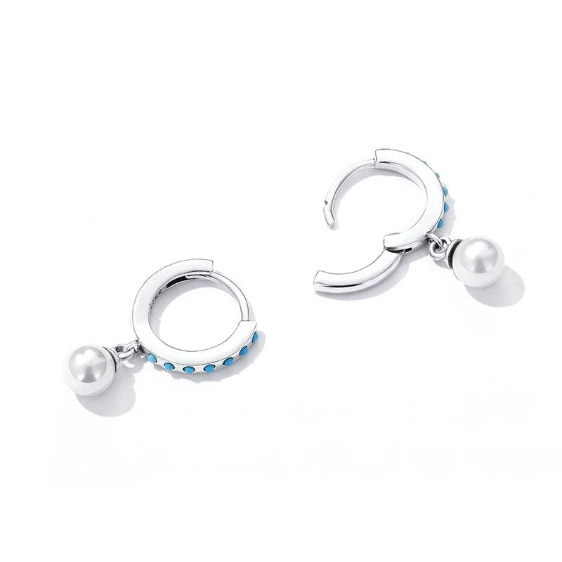 Boucles d'oreilles pendantes en turquoise, boucles d'oreilles pendantes en perles coquillage