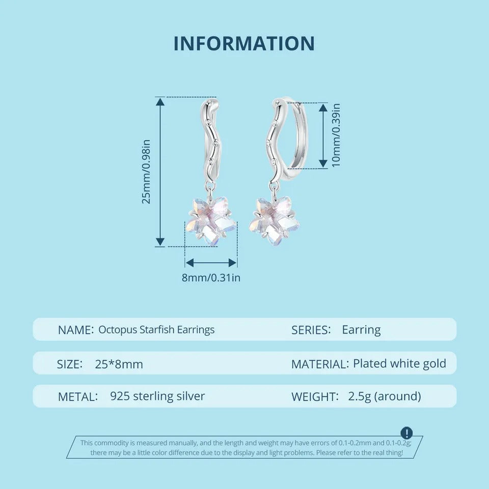 Boucles d'oreilles délicates plaquées or hypoallergéniques pieuvre étoile de mer cadeau