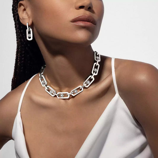 [Marins]So Move XL Diamond Pendant Earrings