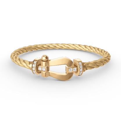 [Marins]FORCE LARGE HORSESHOE HALF DIAMOND BRACELET GOLD