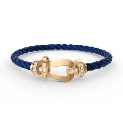 [Marins]FORCE LARGE HORSESHOE HALF DIAMOND BRACELET GOLD