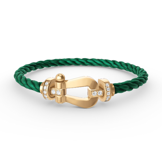 [Marins]FORCE LARGE HORSESHOE HALF DIAMOND BRACELET GOLD