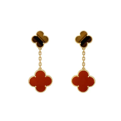 [Marins]CLOVER  2 MOTIF  TIGER EYE CARNELIAN EARRINGS