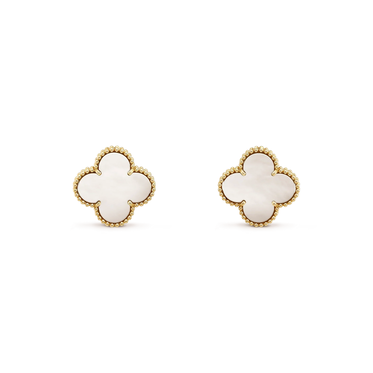 [Marins]CLOVER MEDIUM 1 MOTIFS  WHITE MOP STUD EARRINGS