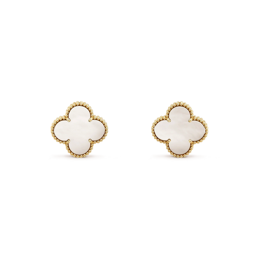 [Marins]CLOVER MEDIUM 1 MOTIFS  WHITE MOP STUD EARRINGS