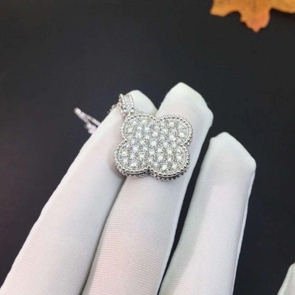 [Marins]CLOVER 25MM SILVER FULL DIAMOND BIG CLOVER NECKLACE
