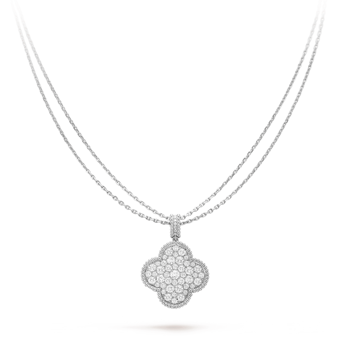 [Marins]CLOVER 25MM SILVER FULL DIAMOND BIG CLOVER NECKLACE