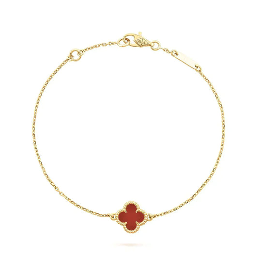 [Marins]CLOVER  CARNELIAN SINGLE FLOWER BRACELET