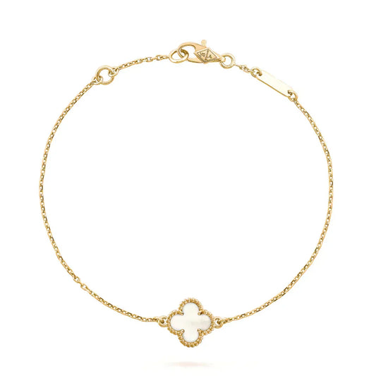 [Marins]CLOVER WHITE MOP SINGLE FLOWER BRACELET
