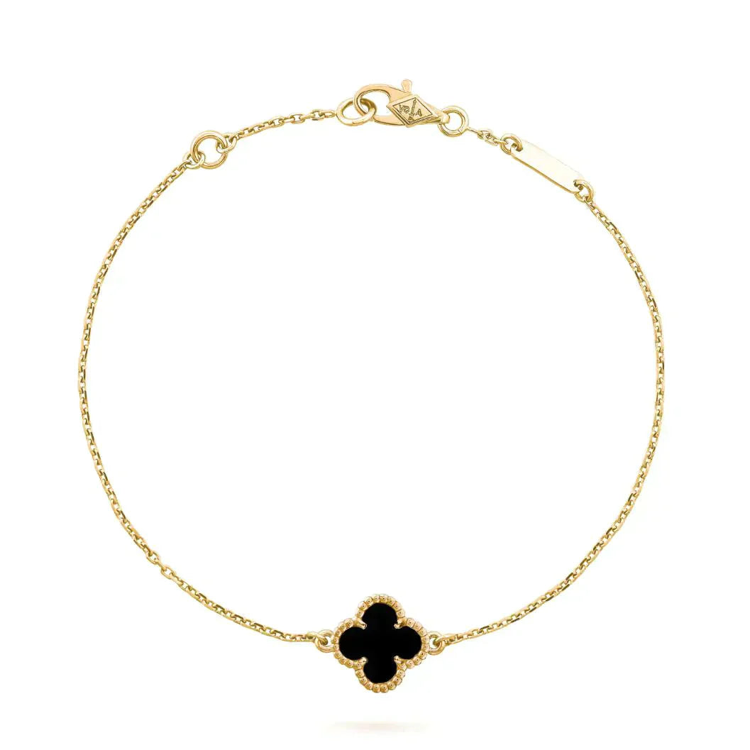 [Marins]CLOVER ONYX SINGLE FLOWER BRACELET