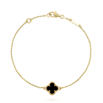 [Marins]CLOVER ONYX SINGLE FLOWER BRACELET