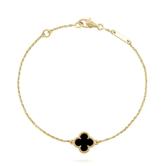 [Marins]CLOVER ONYX SINGLE FLOWER BRACELET