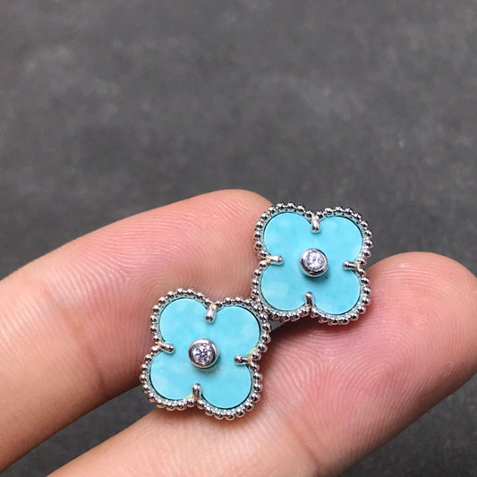 [Marins]CLOVER 1 DIAMOND BLUE SKY SILVER EARRINGS