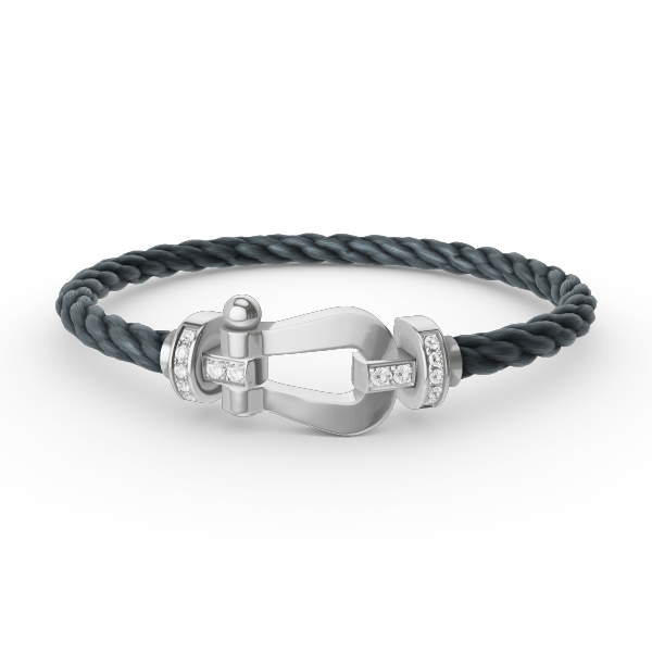 [Marins]FORCE LARGE HORSESHOE HALF DIAMOND BRACELET SILVER
