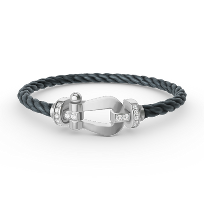 [Marins]FORCE LARGE HORSESHOE HALF DIAMOND BRACELET SILVER
