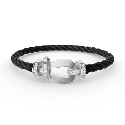 [Marins]FORCE LARGE HORSESHOE HALF DIAMOND BRACELET SILVER