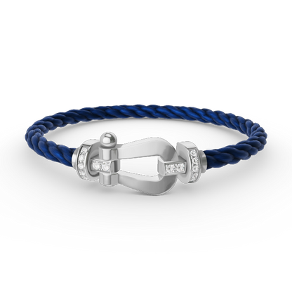 [Marins]FORCE LARGE HORSESHOE HALF DIAMOND BRACELET SILVER