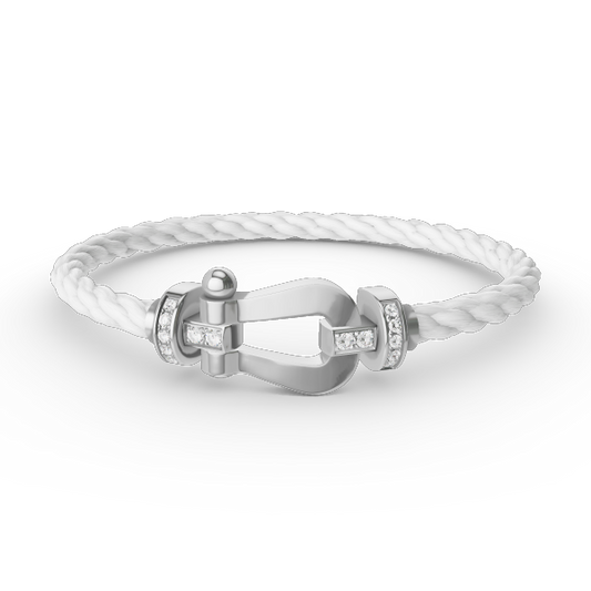 [Marins]FORCE LARGE HORSESHOE HALF DIAMOND BRACELET SILVER