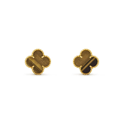 [Marins]CLOVER MEDIUM 1 MOTIFS TIGER EYE EARRINGS
