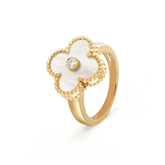 [Marins]CLOVER PINK MOP RING GOLD DIAMOND